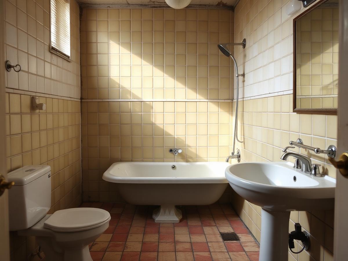 Dated bathroom before renovation work begins