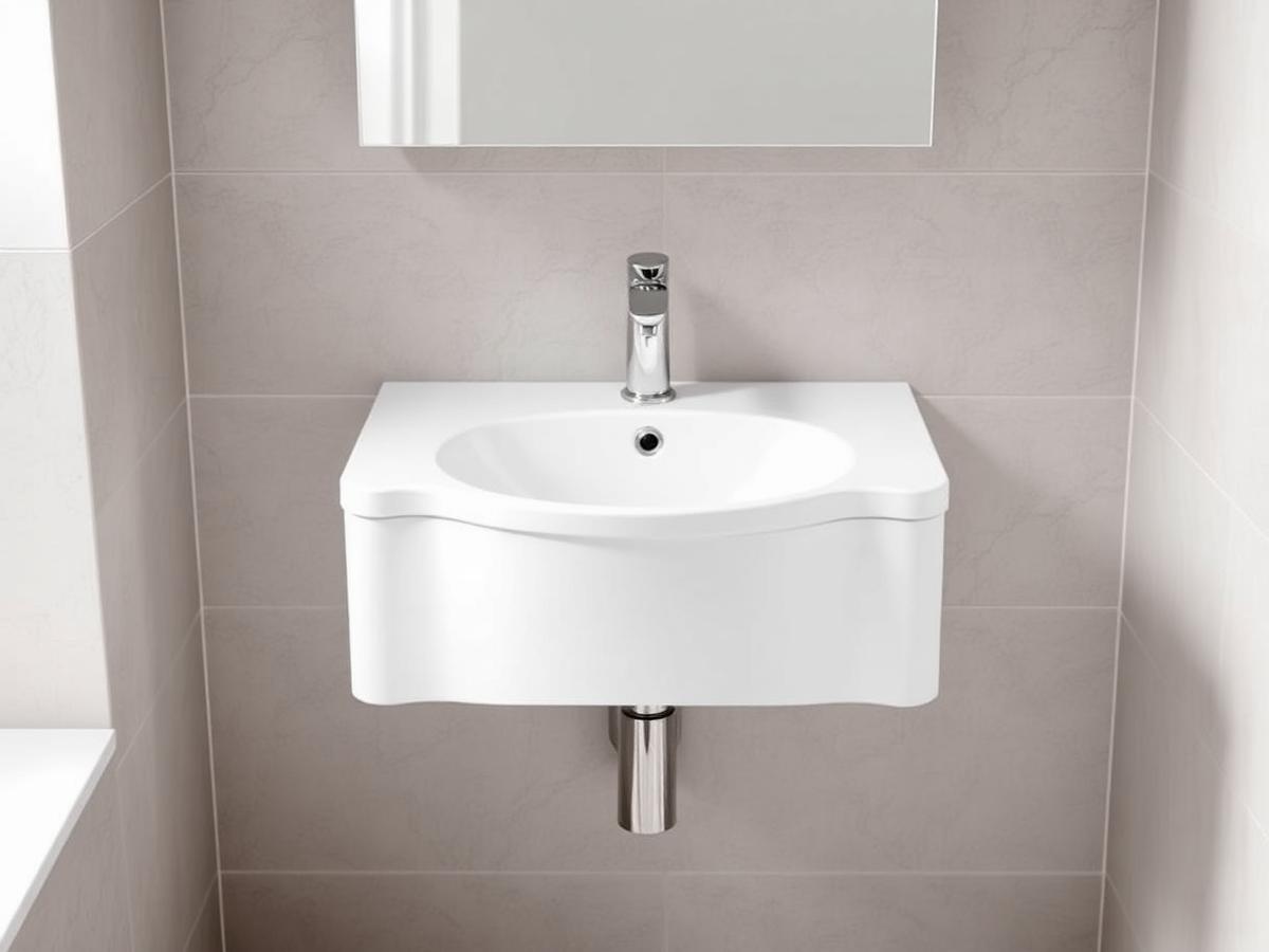 Wall-hung vanity unit and basin installed in a renovated bathroom